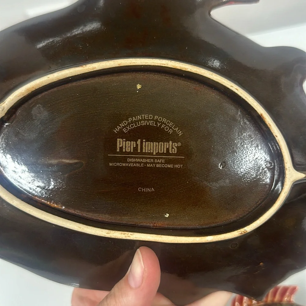 Pier One Hand Painted Porcelain Fish Appetizer Platter Plate Dish set